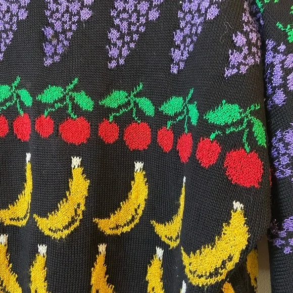 Vintage French Rags Hand-Loomed Fruit Crew Neck Sweater - Picture 13 of 16